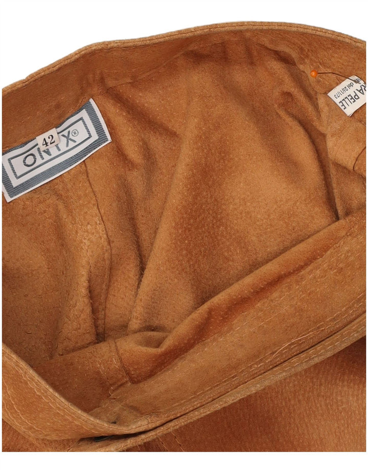 Mini saia feminina de camurça ONYX IT 42 médio W28 couro marrom