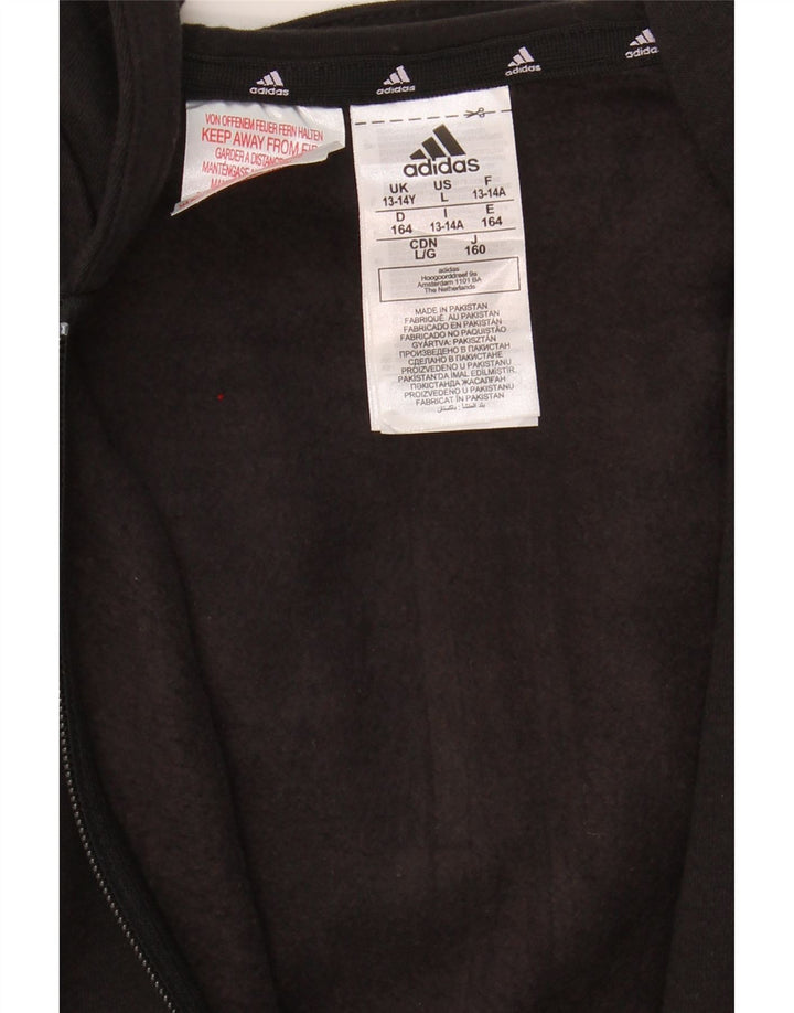 ADIDAS Boys Zip Hoodie Sweater 13-14 Years Black Cotton Vintage Adidas and Second-Hand Adidas from Messina Hembry 