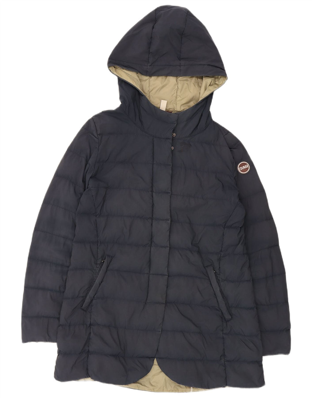 Jaqueta acolchoada com capuz feminino Colmar IT 44 médio azul marinho poliamida