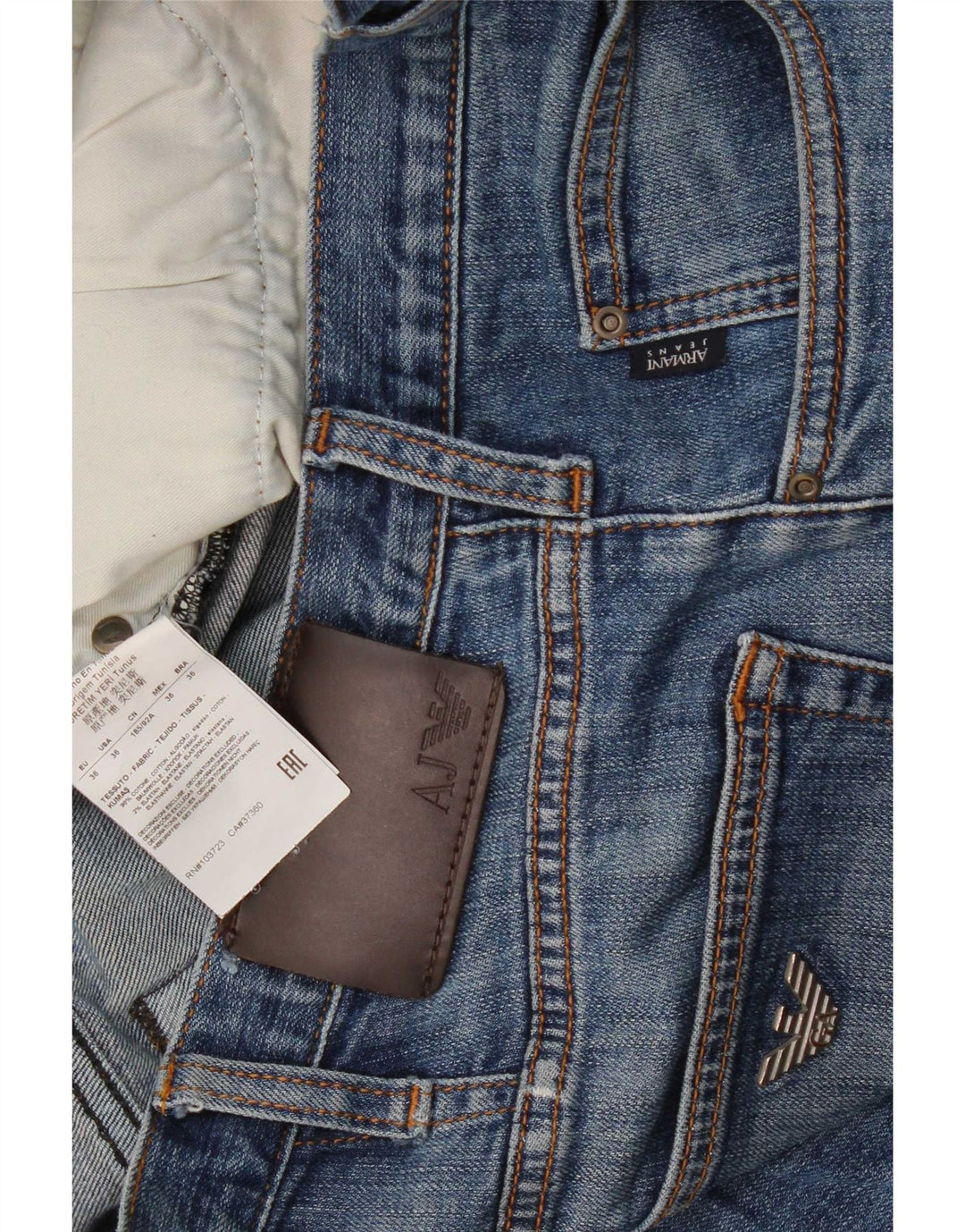 Calça jeans reta masculina Armani W36 L32 algodão azul