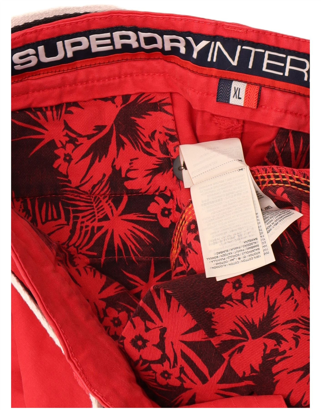 Superdry Mens Chino Shorts XL W36 Algodão Vermelho
