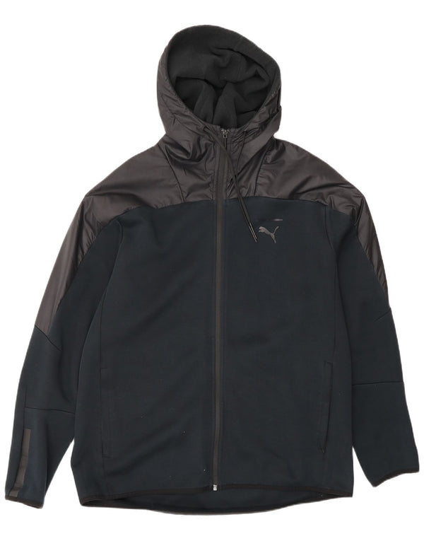 Puma Mens Hooded Tracksuit Top Jacket Large Black Colourblock