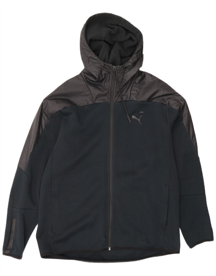 Puma masculino moletom com capuz jaqueta grande bloco colorido preto