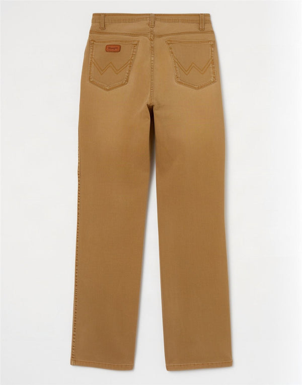 Wrangler Mens Texas Stretch Calça Casual Reta W34 L34 Algodão Bege