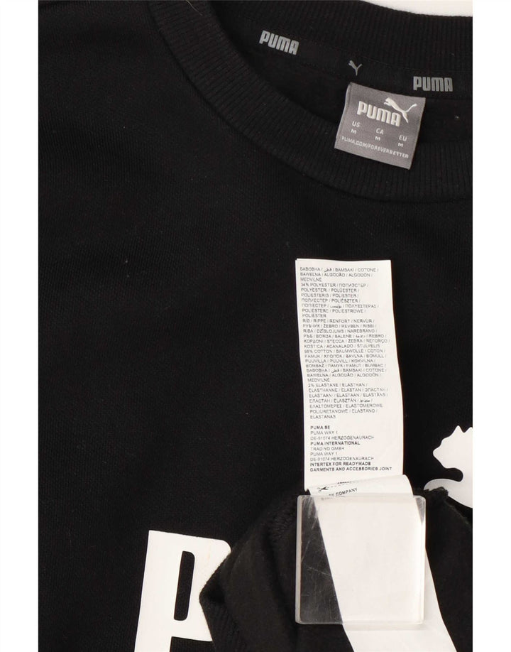 Puma feminino gráfico moletom jumper UK 14 médio algodão preto