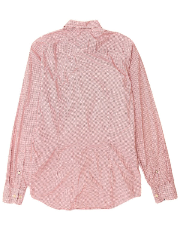 Tommy Hilfiger Mens Slim Fit Shirt Medium Red Spotted Cotton