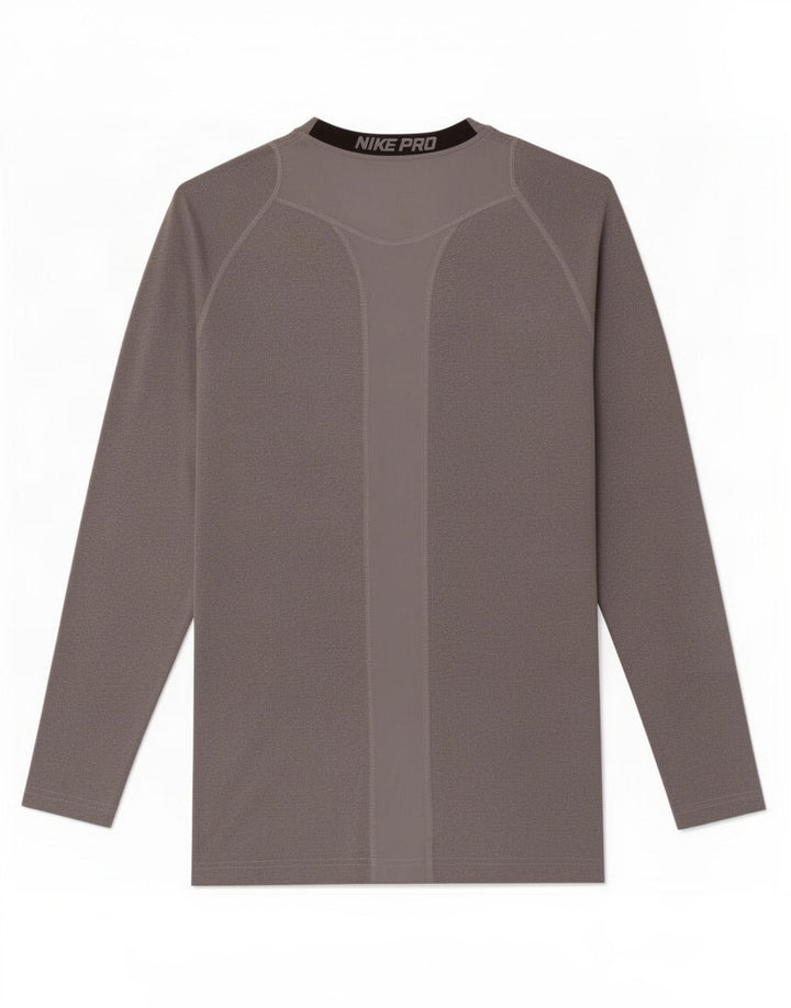 Top feminino Nike Dri Fit manga comprida UK 10 pequeno cinza colorblock poliéster
