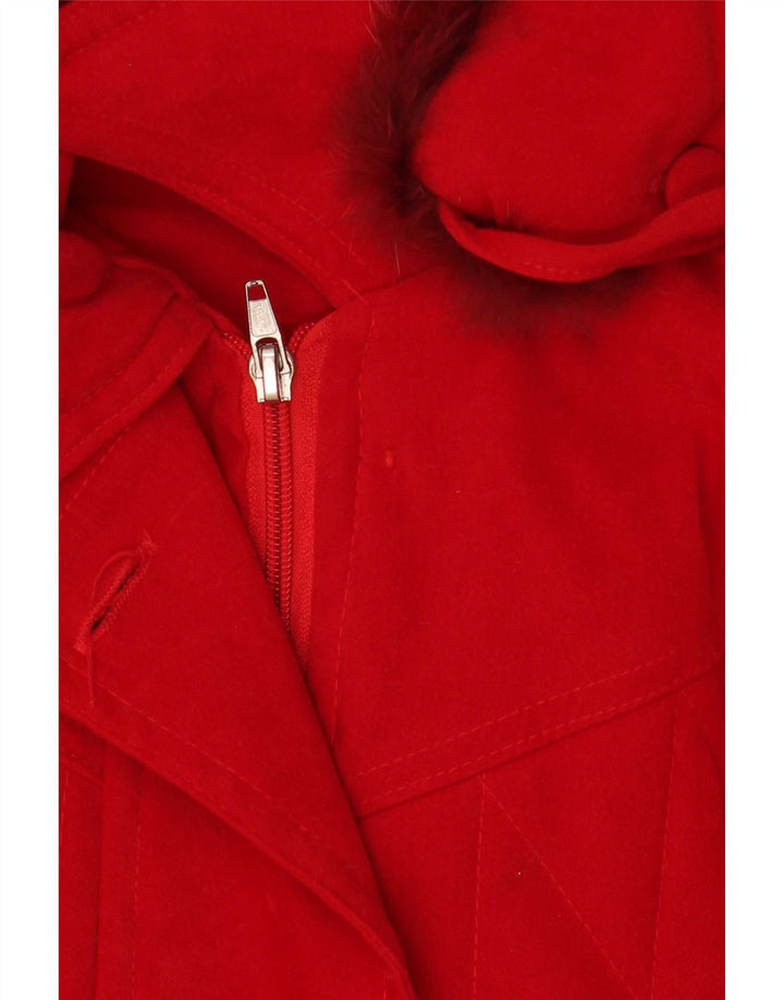 Jaqueta Parka de grandes dimensões com capuz feminino vintage Reino Unido 18 XL poliéster vermelho