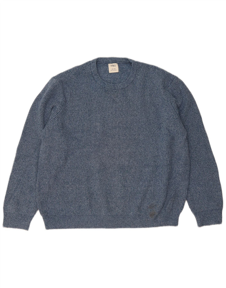Suéter masculino Marks & Spencer com gola redonda 2XL poliamida manchada azul