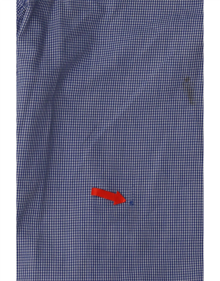 Camisa masculina Izod grande algodão guingão azul