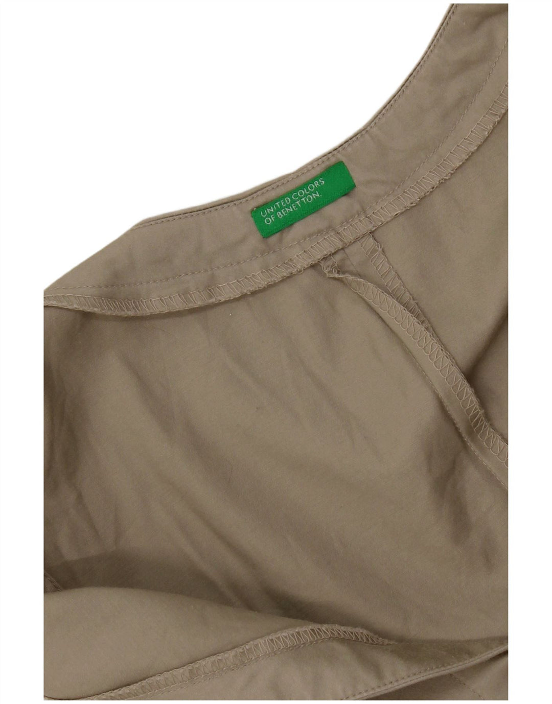 Vestido feminino Benetton sem mangas com bainha UK 12 médio cáqui