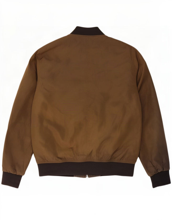 Jaqueta bomber masculina Zara UK 40 grande poliéster colorblock cáqui