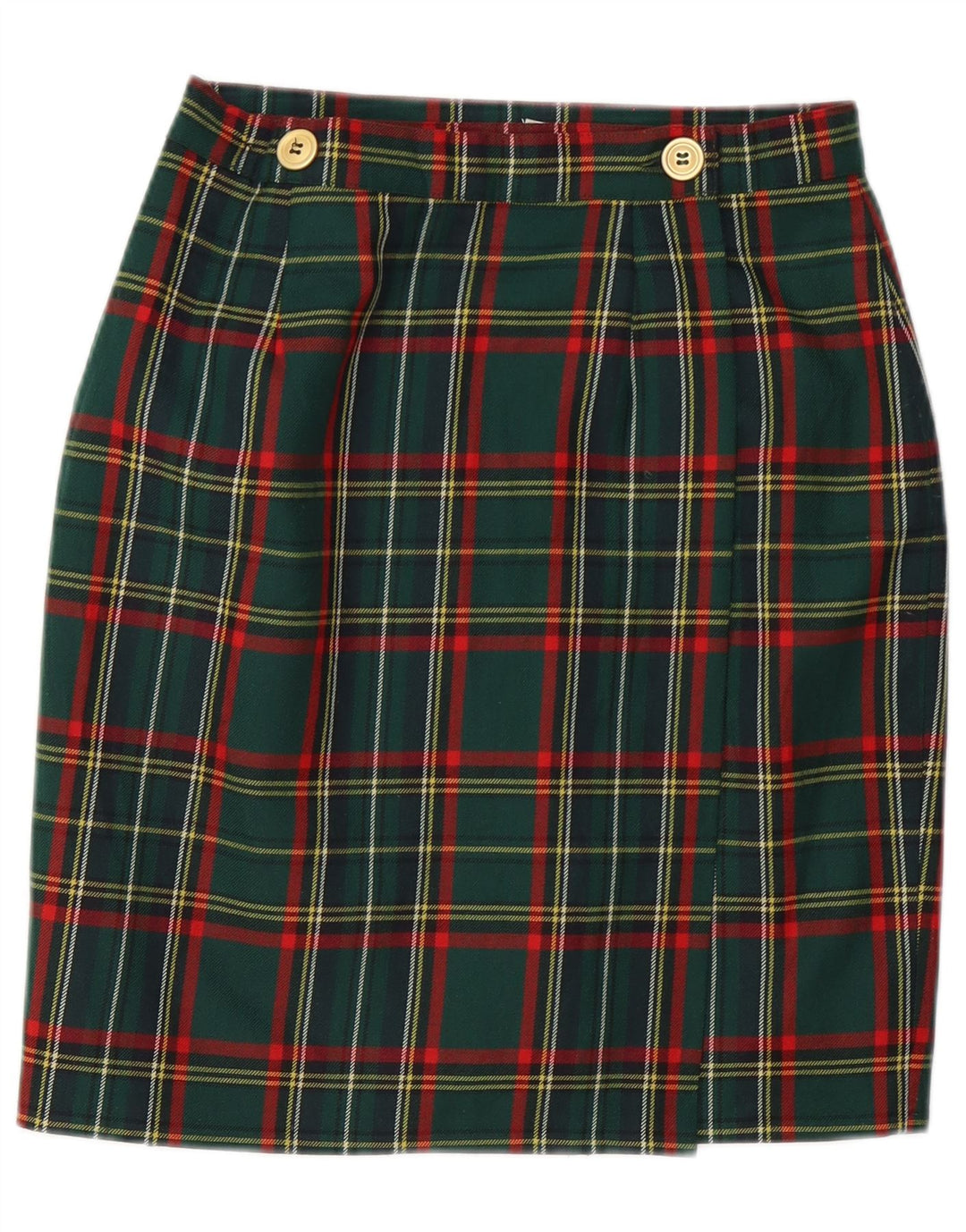 Saia lápis feminina vintage W28 xadrez verde médio