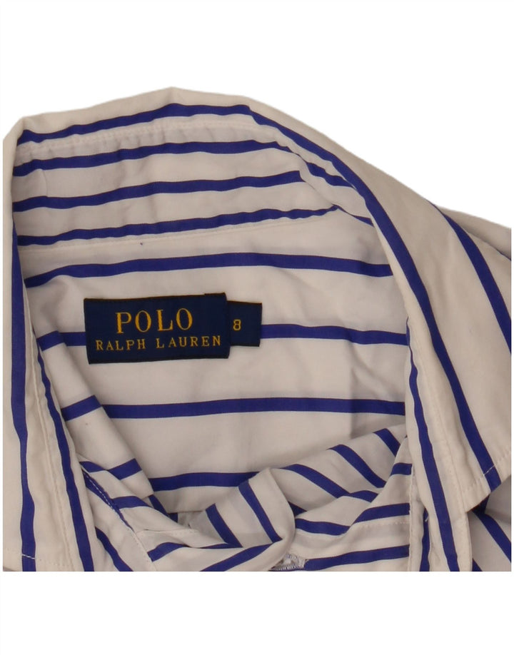 Vestido camisa Polo Ralph Lauren feminino EUA 8 médio branco listrado