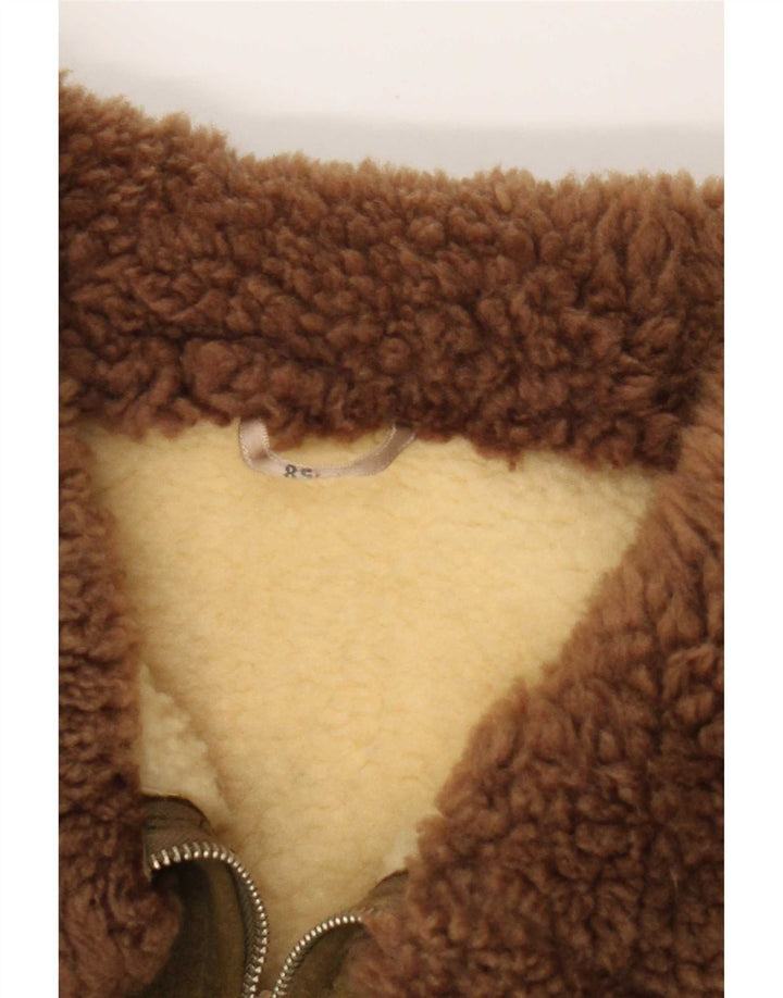 Jaqueta masculina vintage de camurça Sherpa IT 58 4XL cáqui