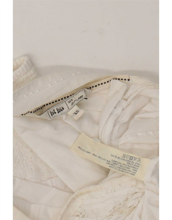 Top feminino Fat Face Cami UK 18 XL algodão branco