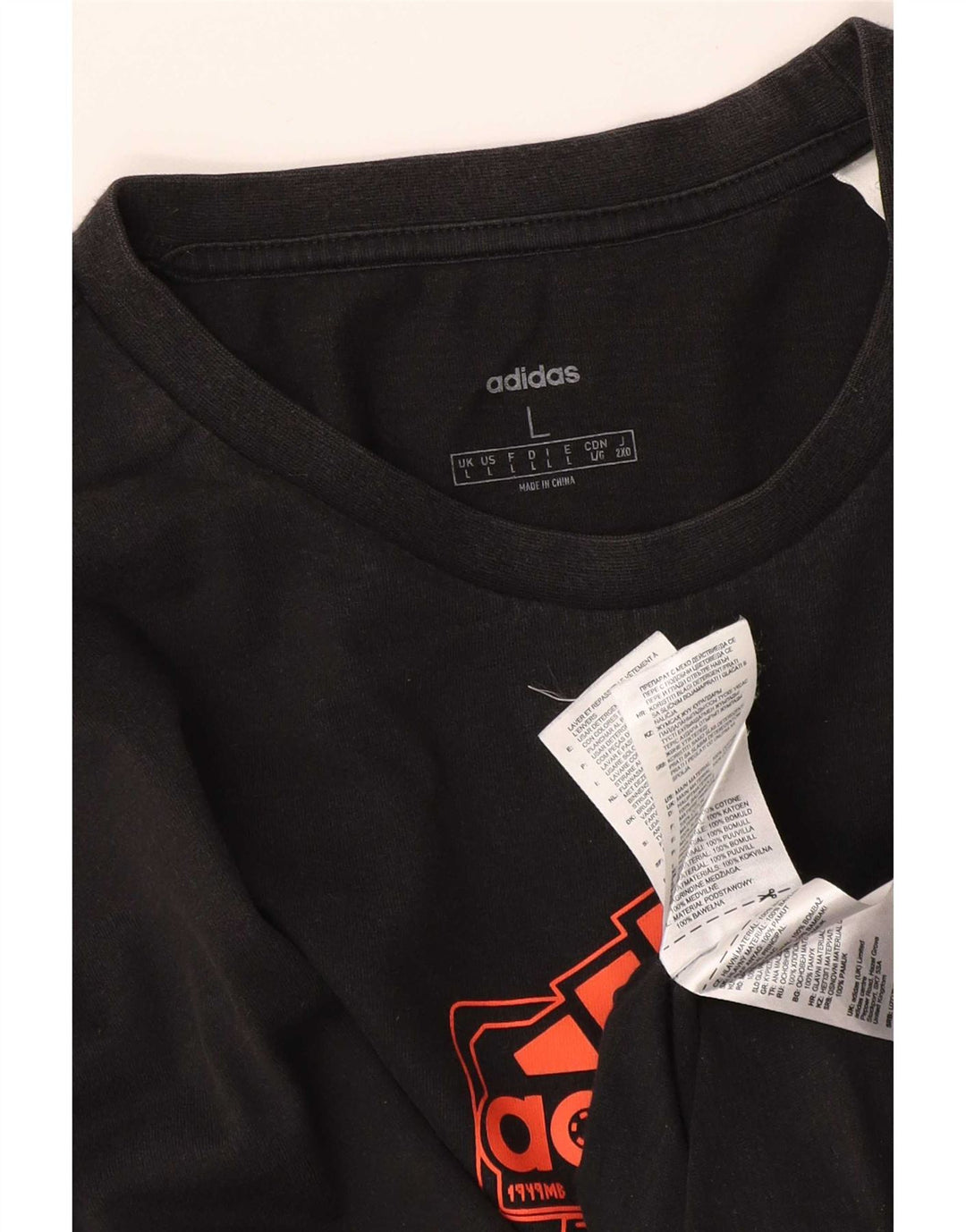 Adidas Mens Graphic Top Manga Longa Grande Algodão Preto