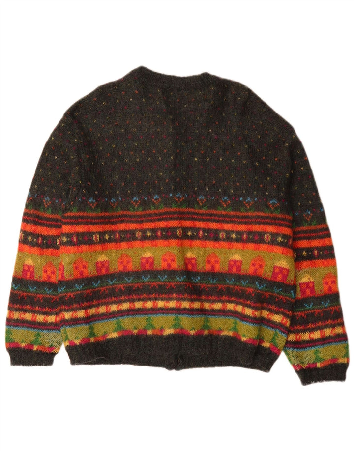 Suéter cardigã feminino Benetton UK 14 médio multicolorido Fair Isle