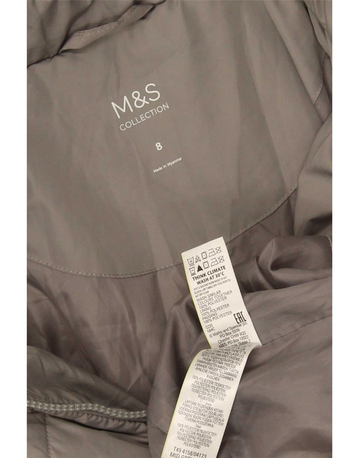 Casaco acolchoado feminino Marks & Spencer Reino Unido 8 poliéster cinza pequeno