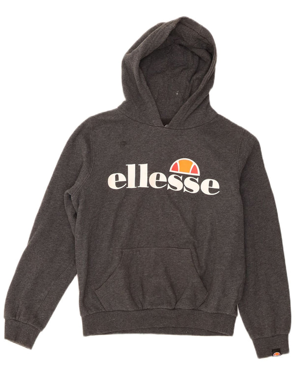 Suéter Ellesse feminino com capuz gráfico 10-11 anos algodão cinza