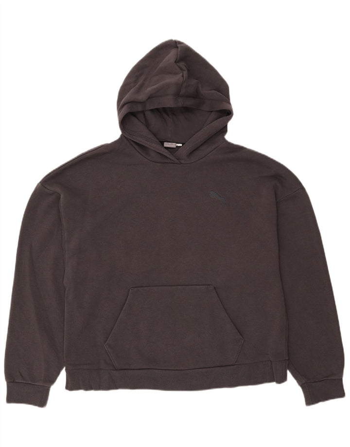 PUMA feminino oversized moletom com capuz UK 16 grande algodão cinza