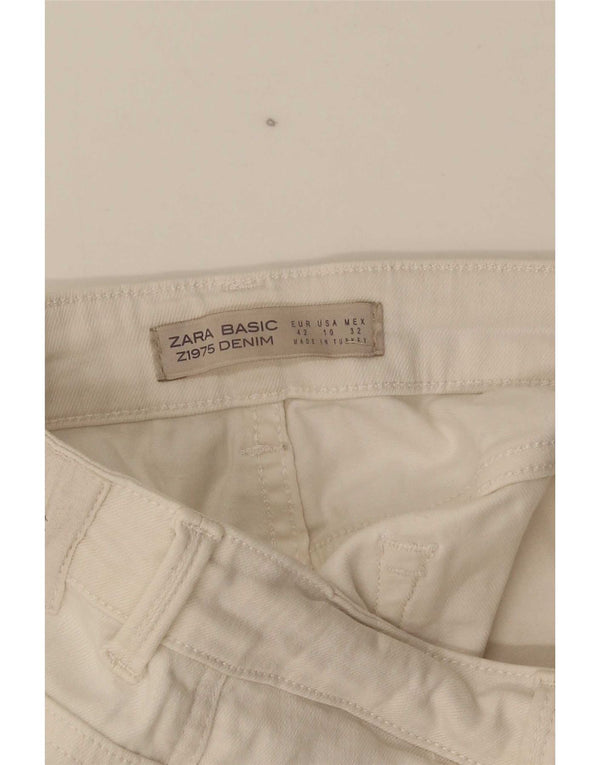 Zara Womens Crop Slim Jeans EU 42 Grande W32 L24 Algodão Branco