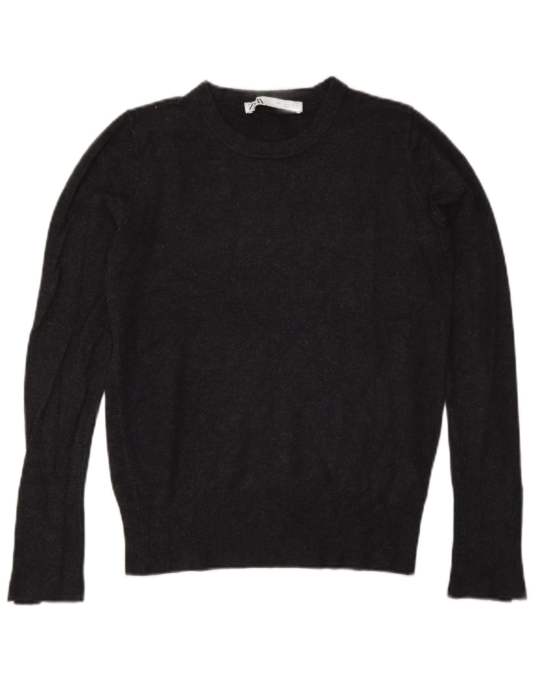 Suéter Zara feminino com gola redonda, Reino Unido 10, pequeno, cinza, viscose