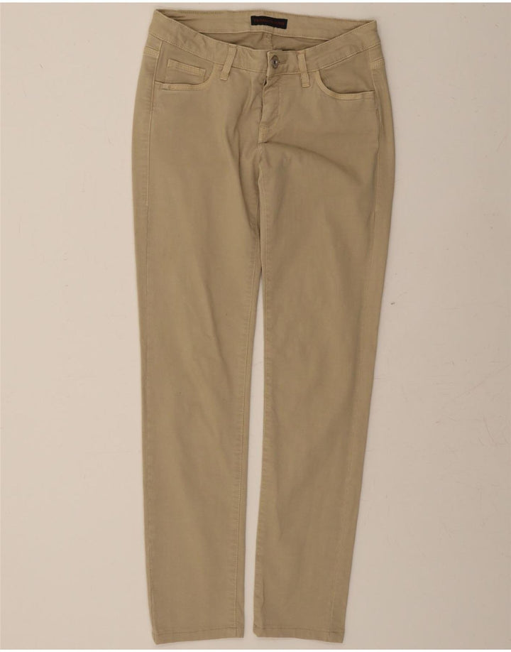 TRUSSARDI Womens Slim Casual Trousers W27 L29 Beige Cotton Vintage Trussardi and Second-Hand Trussardi from Messina Hembry 