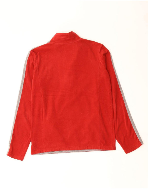 Jumper de lã feminino Eddie Bauer com gola e zíper UK 10 pequeno bloco colorido vermelho