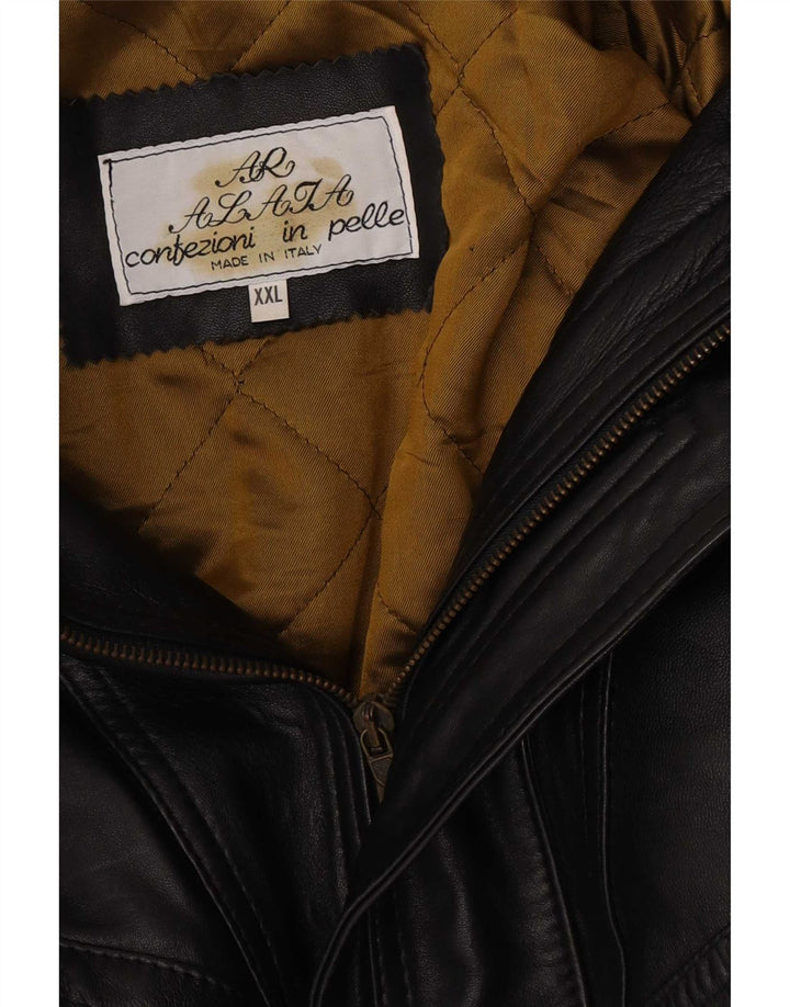 Jaqueta de couro masculina vintage UK 44 2XL preta