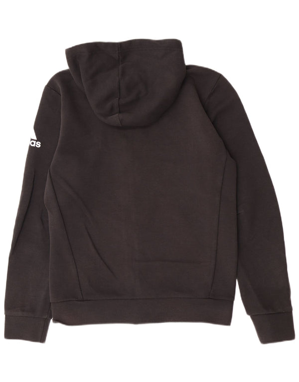 Adidas masculino zip moletom com capuz pequeno algodão preto