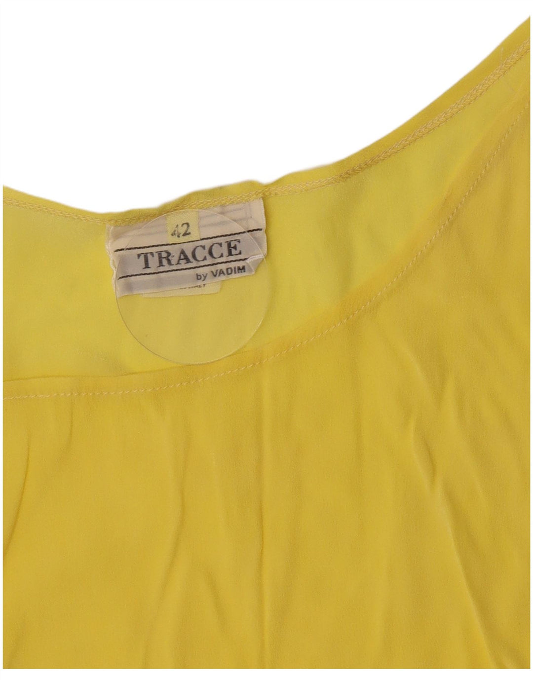 Blusa feminina vintage sem mangas Top IT 42 acetato amarelo médio