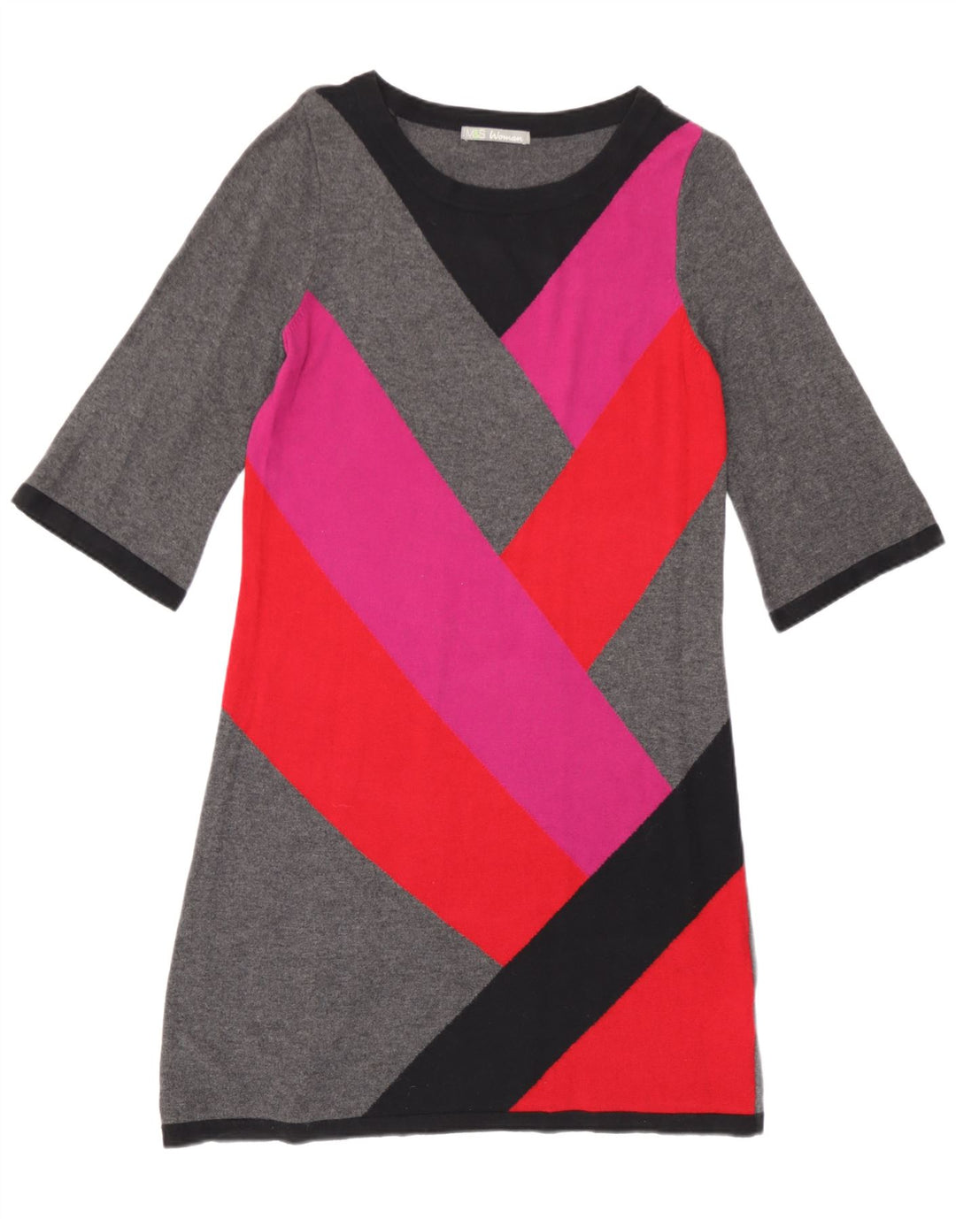Vestido feminino Marks & Spencer Reino Unido 14 bloco colorido cinza médio