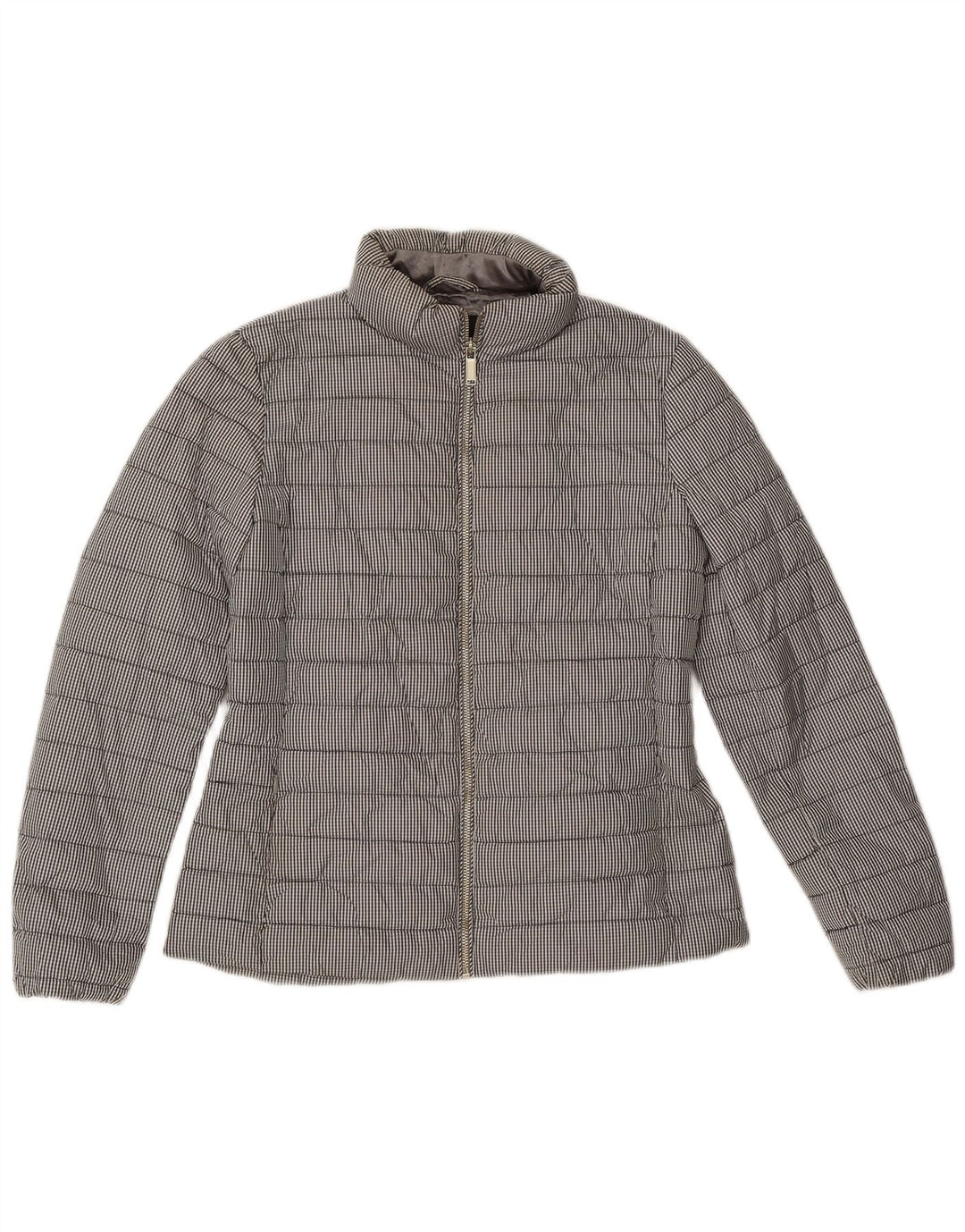 Jaqueta acolchoada feminina Massimo Dutti UK 14 poliéster cinza médio guingão