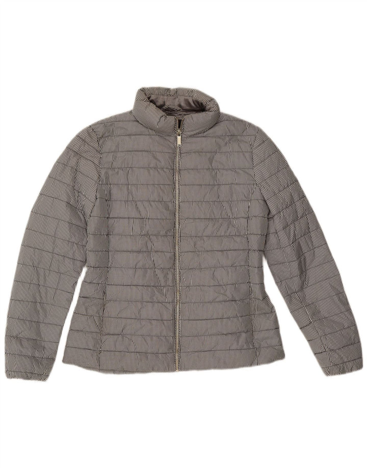Jaqueta acolchoada feminina Massimo Dutti UK 14 poliéster cinza médio guingão
