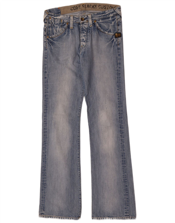 Calça jeans masculina G-Star desgastada com bootcut W32 L36 algodão azul