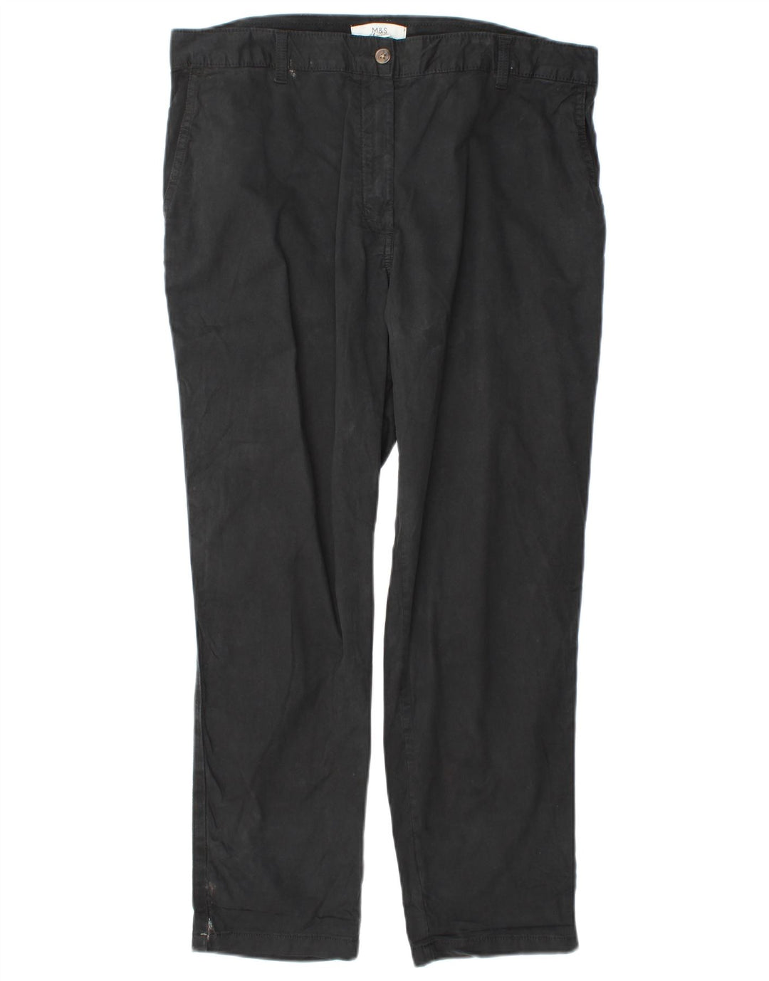 Calça feminina regular Marks & Spencer UK 16 W38 L29 algodão preto