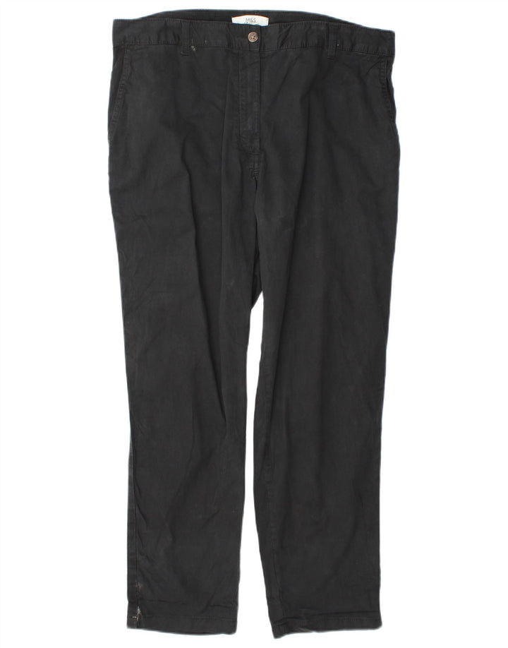 Calça feminina regular Marks & Spencer UK 16 W38 L29 algodão preto