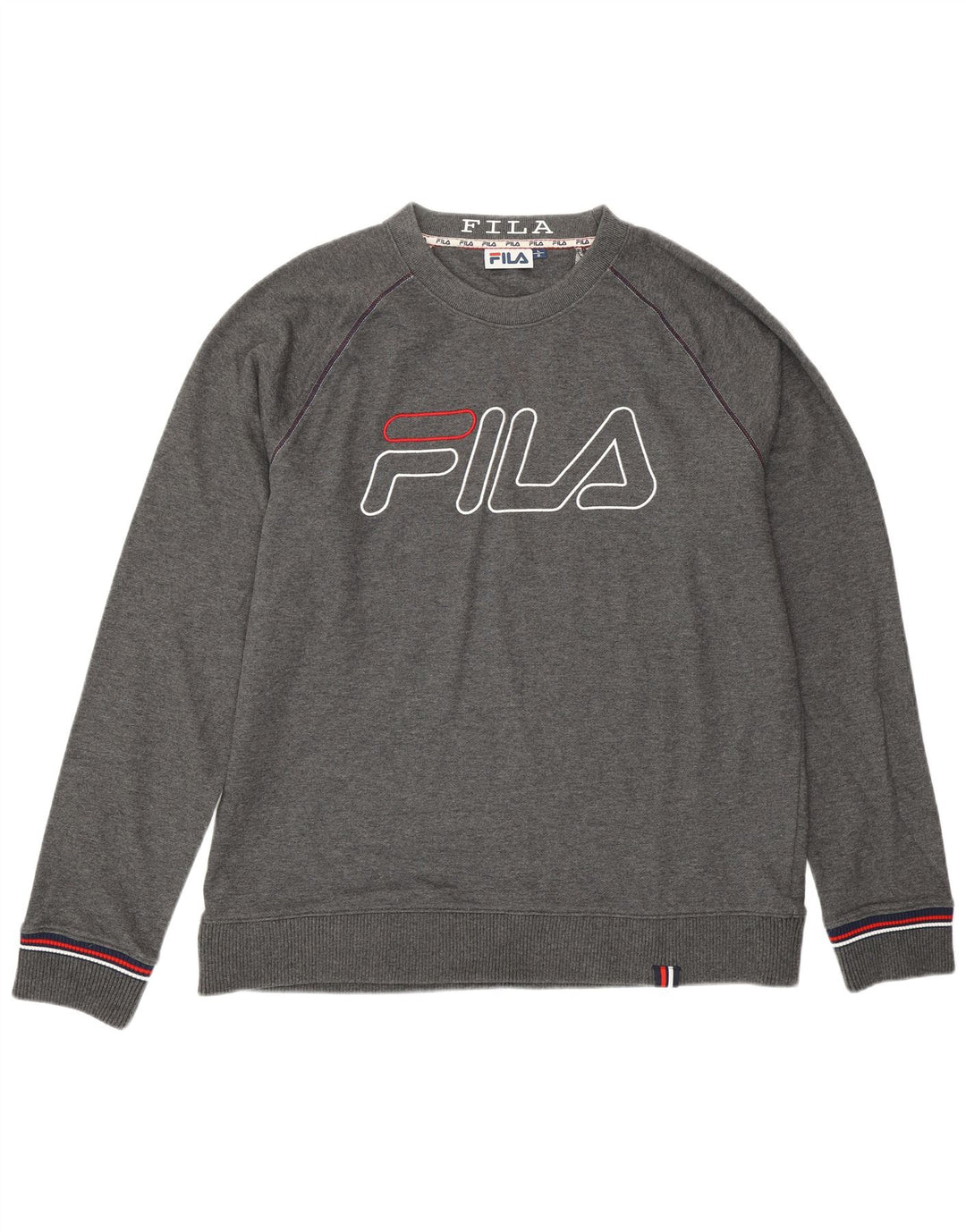 Fila moletom gráfico masculino jumper grande algodão cinza