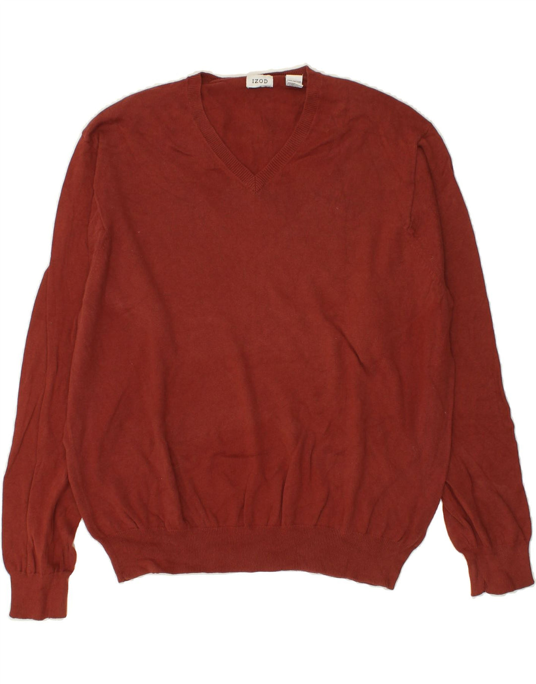 IZOD Mens V-Neck Jumper Sweater 2XL Maroon Cotton Vintage Izod and Second-Hand Izod from Messina Hembry 
