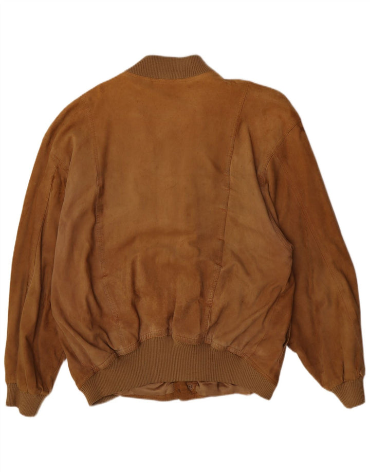 Jaqueta bomber masculina vintage de camurça IT 54 2XL marrom retrô