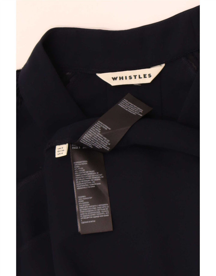 Vestido feminino Whistles UK 8 poliéster manchado azul marinho pequeno
