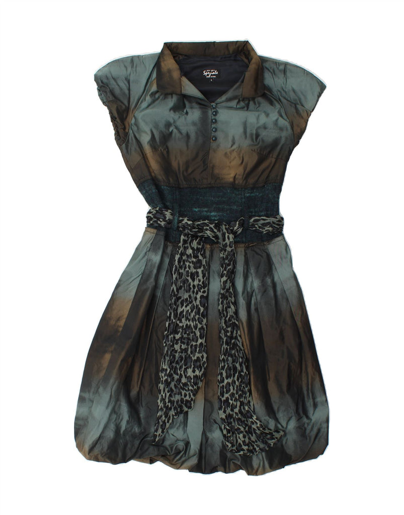 PER UNA Womens Abstract Pattern Bubble Dress UK 8 Small Green Polyester Vintage Per Una and Second-Hand Per Una from Messina Hembry 