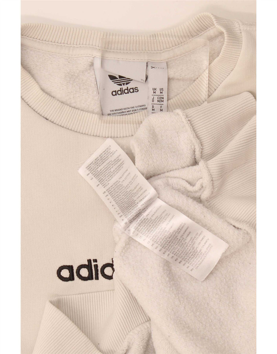 Adidas Mens Graphic Moletom Jumper Médio Bege Algodão