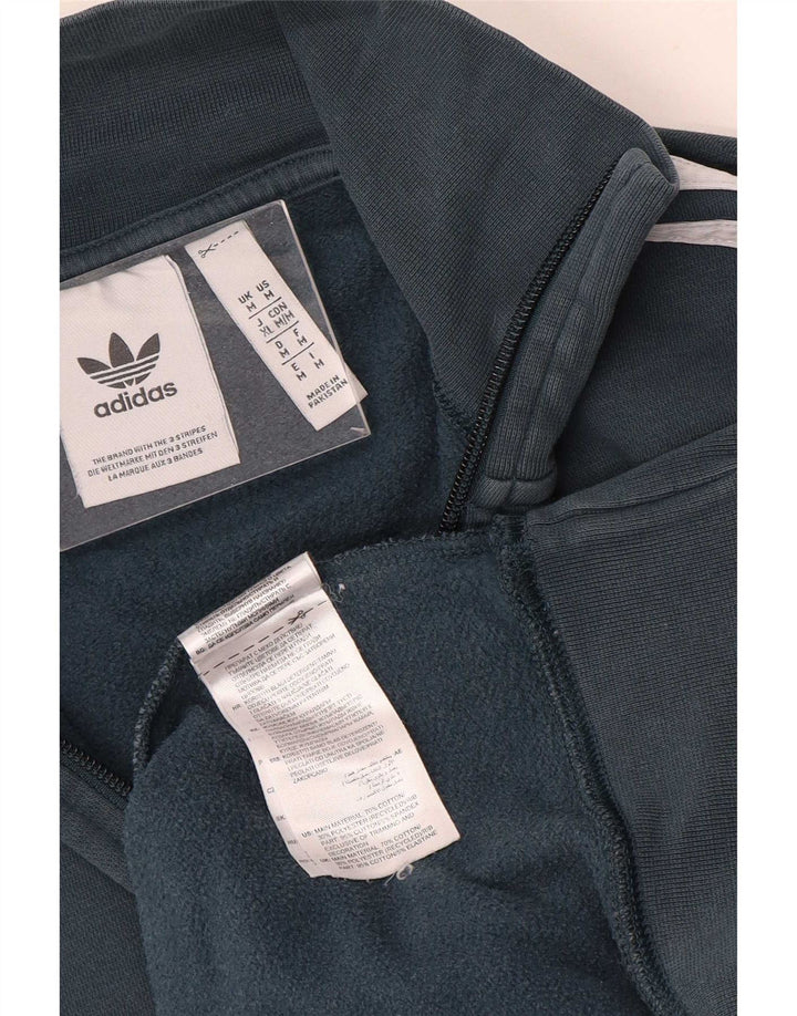 Adidas Mens Zip Neck Moletom Jumper Médio Algodão Cinza