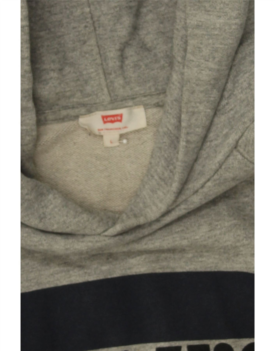 LEVI'S Womens Graphic Hoodie Jumper UK 16 Large Grey Cotton Vintage Levi's and Second-Hand Levi's from Messina Hembry 
