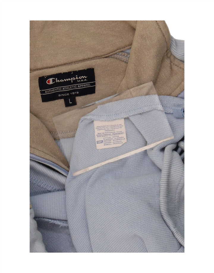 CHAMPION Womens Zip Neck Sweatshirt Jumper UK 16 Large Blue Cotton Vintage Champion and Second-Hand Champion from Messina Hembry 