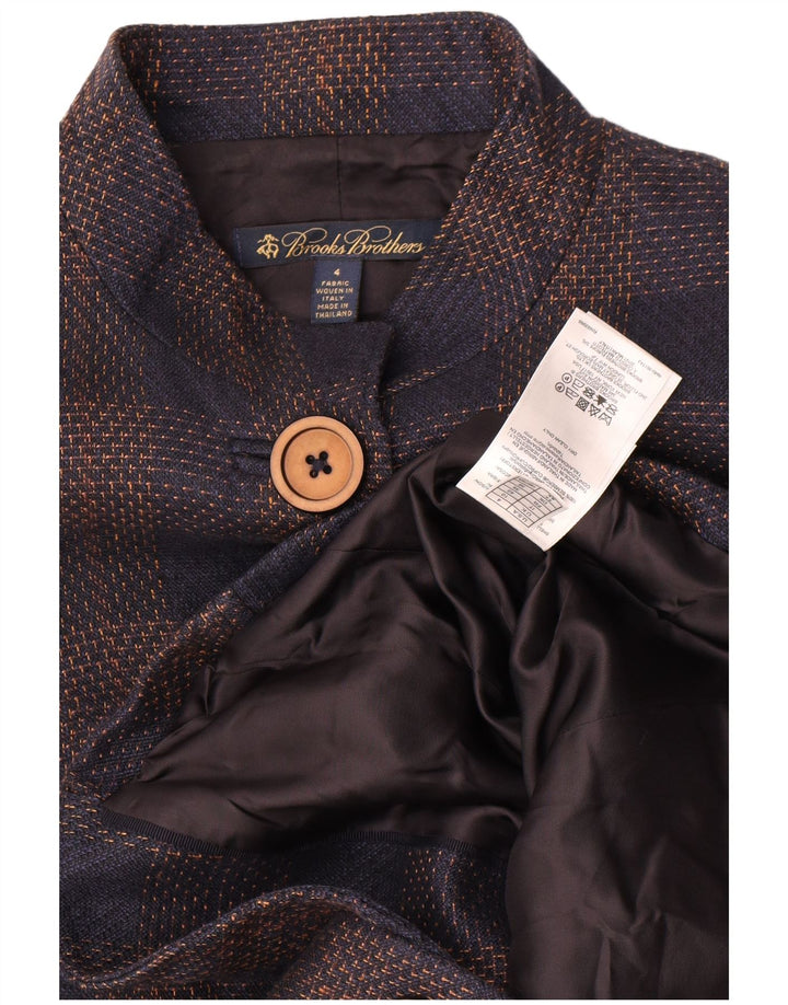 Jaqueta blazer feminina Brooks Brothers EUA 4 pequena xadrez azul marinho