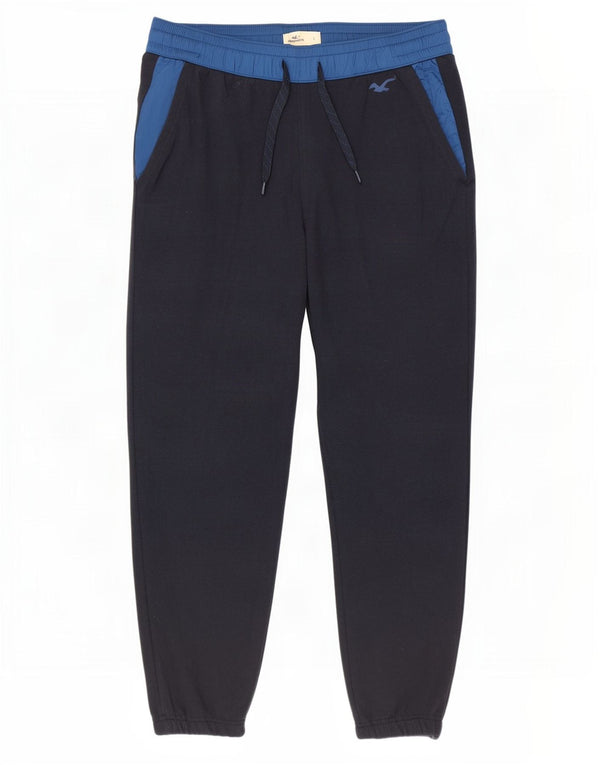 Calça de treino masculina Hollister joggers pequeno azul marinho colorblock