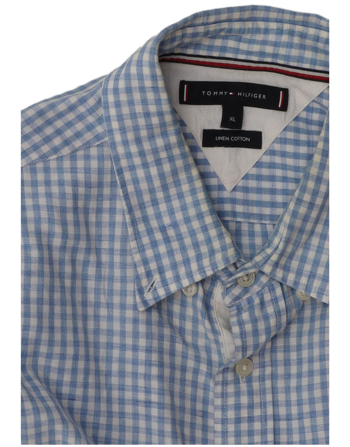 Camisa masculina Tommy Hilfiger XL azul gingham linho